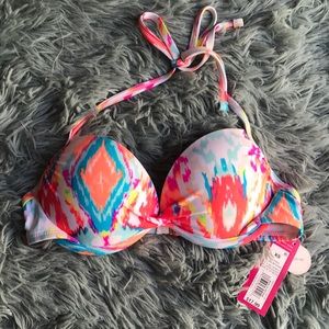 Xhilaration pushup multi colored bikini top XS NWT